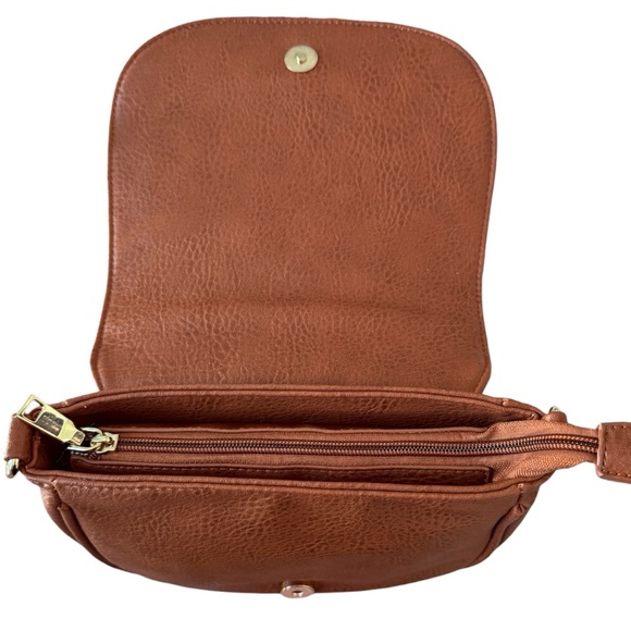 Antik Kraft Crossbody Saddle Bag Brown Vegan Leather Removable Strap - Picture 6 of 10